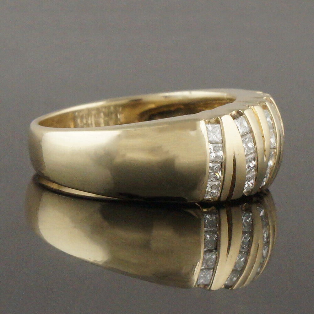 Unisex, Solid 14K Gold & 1.75 cttw Princess Cut Diamond Cigar Wedding Band Ring, Olde Towne Jewelers, Santa Rosa CA