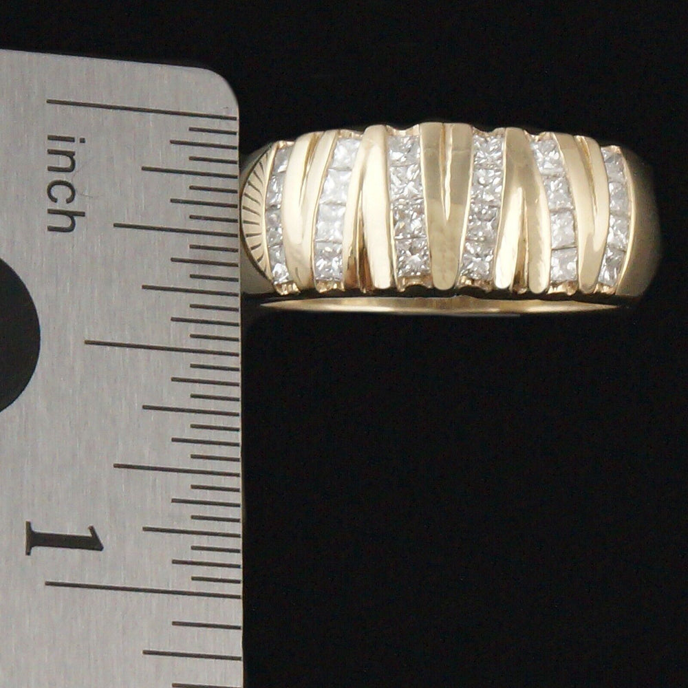Unisex, Solid 14K Gold & 1.75 cttw Princess Cut Diamond Cigar Wedding Band Ring, Olde Towne Jewelers, Santa Rosa CA