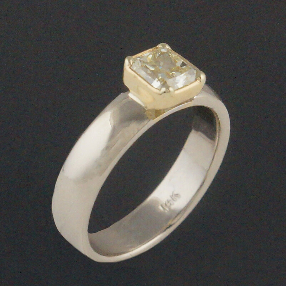 Solid 18K 14K Gold 1.0 Ct Ascher Fancy Yellow Diamond Solitaire Engagement Ring, Olde Towne Jewelers, Santa Rosa CA.