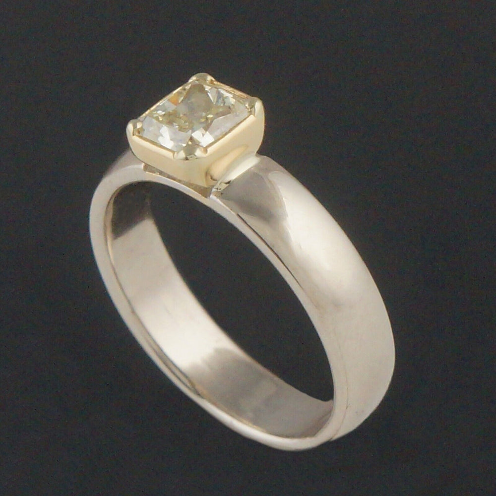 Solid 18K 14K Gold 1.0 Ct Ascher Fancy Yellow Diamond Solitaire Engagement Ring, Olde Towne Jewelers, Santa Rosa CA.