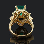 Solid 18K Yellow Gold 7.5 Ct Emerald & 2.75 CTW Baguette Diamond Estate Ring, Olde Towne Jewelers, Santa Rosa CA.