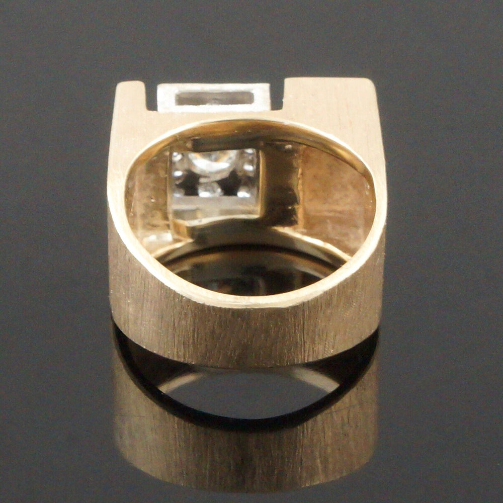 Massive Modernist Textured Solid 14K Two Tone 1.00 CTW Diamond Panel Band, Ring, Olde Towne Jewelers, Santa Rosa CA.