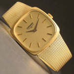 Stunning 1970s Longines Solid 14K Gold Man's Bracelet Watch Hand Winding Box