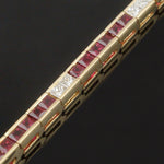 Solid 18K Gold, 5.76 CTW Ruby & 1.30 CTW Diamond Link Line, 7" Tennis Bracelet, Olde Towne Jewelers, Santa Rosa CA.