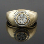 Heavy Solid 18K Yellow Gold & .83 CTW  Pave Diamond Halo Cigar Band Man's Ring