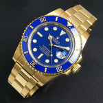Stunning Rolex 116618 Submariner Solid 18K Yellow Gold Blue Dial Watch MINT COND, Olde Towne Jewelers, Santa Rosa CA.