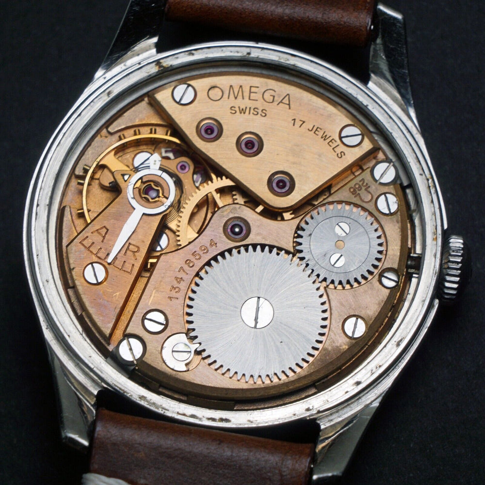 Stunning 1951 Omega 2639-13 Stainless Steel Man's 36mm Watch All Original, Olde Towne Jewelers, Santa Rosa CA.
