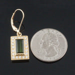 Solid 14K Gold 4.50 CTW Green Tourmaline & Diamond Halo Drop Dangle Earrings, Olde Towne Jewelers, Santa Rosa CA.