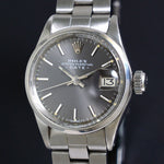 Stunning 1970 Rolex 6516 Date Stainless Steel Woman's Watch, Gray Dial, All Orig, Olde Towne Jewelers, Santa Rosa CA.