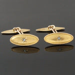 Victorian Solid 14K Yellow Gold & Diamond Antique Estate Cufflinks, Olde Towne Jewelers, Santa Rosa CA.