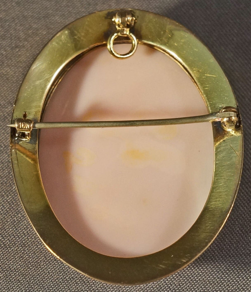 Antique Vintage c.1900s Solid Gold & Coral Carved Cameo Pin Brooch Pendant, Olde Towne Jewelers Santa Rosa Ca.