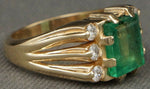 Retro Solid 14K Yellow Gold, 2.25 Carat Emerald & .30 cttw Diamond Ring, Olde Towne Jewelers Santa Rosa CA.