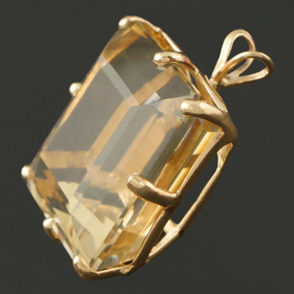 Elegant Solid 14K Yellow Gold & 27 Carat Citrine Estate Pendant, Olde Towne Jewelers, Santa Rosa CA.