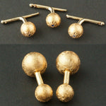 Solid 14K Yellow Gold & Sapphire Estate Cufflinks & Shirt Stud Set, Olde Towne Jewelers, Santa Rosa CA.