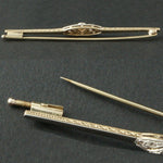 Art Nouveau, Solid 14K Gold & Platinum, OMC Diamond, Filigree Pin, Brooch