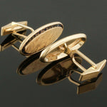 Solid 14K Yellow Gold Florentine & 2.40 Cttw Sapphire Estate Cufflinks, Olde Towne Jewelers, Santa Rosa CA.