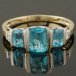 Retro Two Tone Solid 10K Gold, 2.04 Cttw. Blue Topaz & Diamond Estate Ring, Olde Towne Jewelers, Santa Rosa CA.