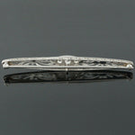 c-1920 Art Deco Solid 14K White Gold & Diamond Filigree Bar Pin, Estate Brooch, Olde Towne Jewelers Santa Rosa Ca.