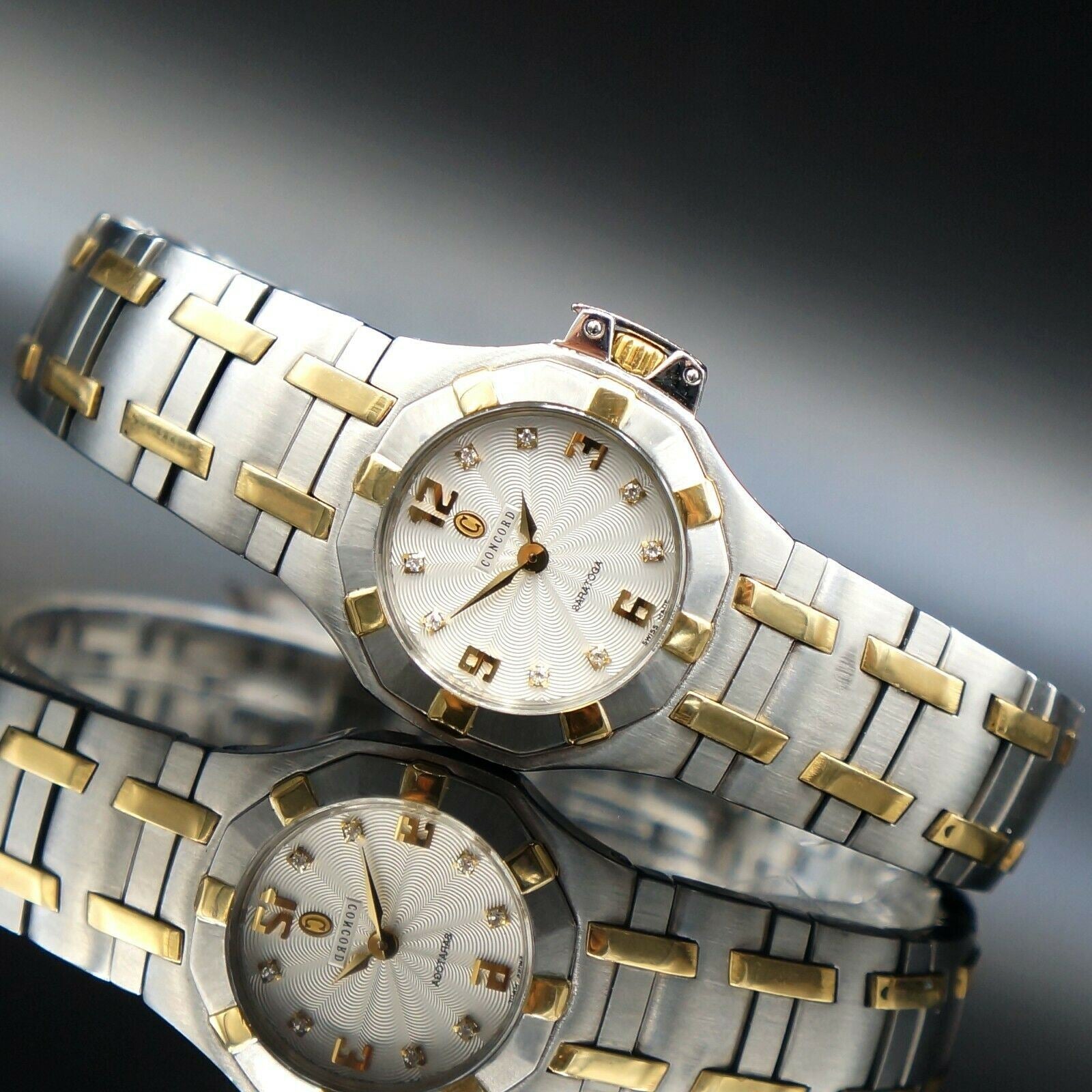 時計 CONCORD SARATOGA Concord Saratoga 15.25.1823 Lady's 18K Gold & Steel Diamond