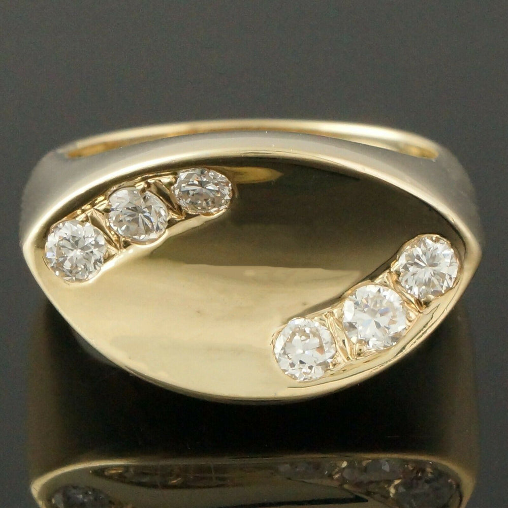 Unusual Modernist, Solid 14K Yellow Gold, .60 Cttw Diamond, Estate Ring, Olde Towne Jewelers, Santa Rosa CA.