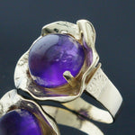 Modernist Solid 14K Yellow Gold & 8.0 Ct Amethyst Cabochon Cocktail Ring