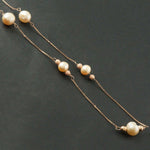 Elegant Solid 14K Rose Gold, Bead, & Freshwater Pearl Estate Chain Necklace, Olde Towne Jewelers, Santa Rosa CA.