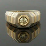 Solid 14K Two Tone Gold & .33 Ct Fancy Yellow Diamond Gentleman's Estate Ring