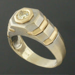 Solid 14K Two Tone Gold & .33 Ct Fancy Yellow Diamond Gentleman's Estate Ring, Olde Towne Jewelers, Santa Rosa CA.