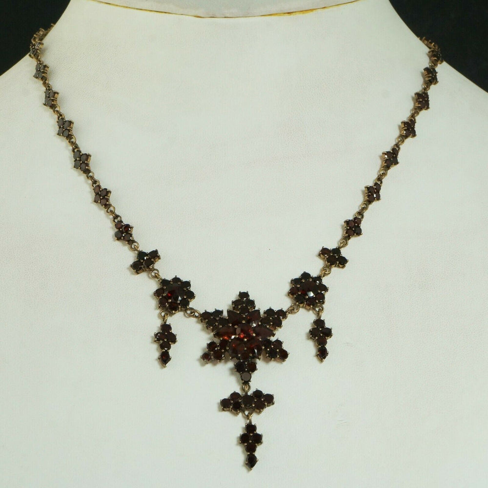 Antique Gold Vermeil, 26.25 CTW Pyrope Garnet Estate Chatelaine Necklace, Olde Towne Jewelers Santa Rosa Ca.