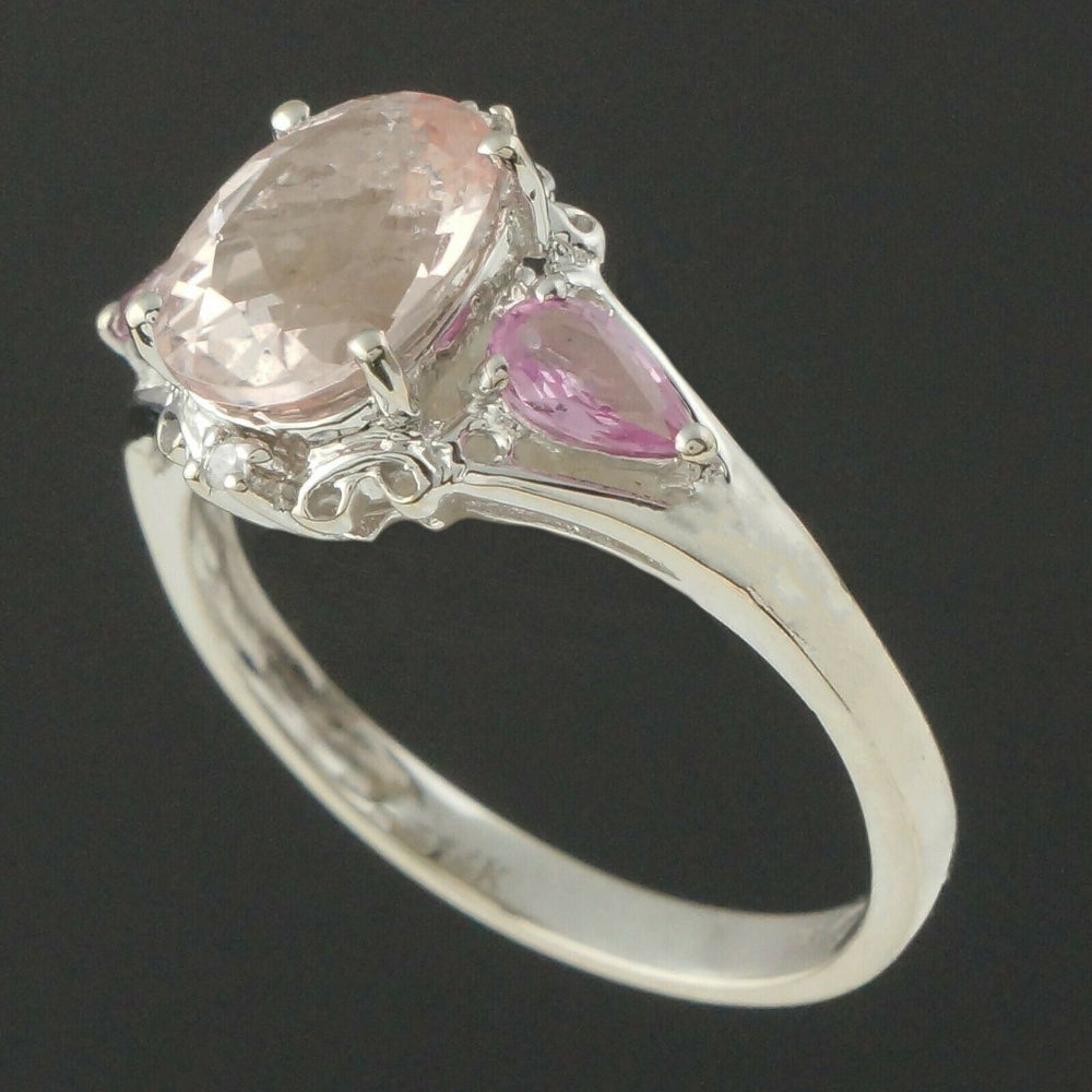 Solid 14K Gold 2.0 Ct Kunzite, Pink Sapphire & Diamond Accent Filigree Ring, Olde Towne Jewelers,, Santa Rosa CA.