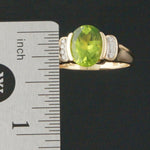Solid 14K Yellow Gold, 3.0 Ct Oval Peridot & Diamond Accent Estate Ring, Olde Towne Jewelers, Santa Rosa CA.