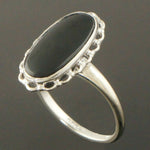 Art Deco Solid 10K White Gold & Onyx Cabochon Lady's Estate Filigree Ring, Olde Towne Jewelers Santa Rosa Ca.