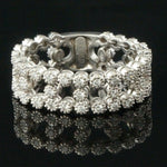 Piero Milano Solid 18K White Gold & .89 CTW Diamond Flexible Mesh Band, Ring, Olde Towne Jewelers, Santa Rosa CA.