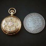 Stunning 1890 Elgin 14K Multi Color Gold & Diamond 0 Size 11J Pocket Watch, Olde Towne Jewelers, Santa Rosa CA.