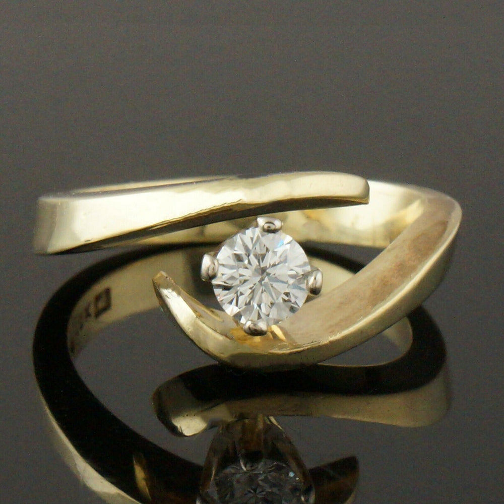 Warner Solid 18K Gold .47 Ct Diamond Laser Inscribe Engagement Ring Wedding Band