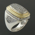 David Yurman Albion Sterling Silver, 18K Gold & 1.0 CTW Pave Diamond Estate Ring, Olde Towne Jewelers, Santa Rosa CA.