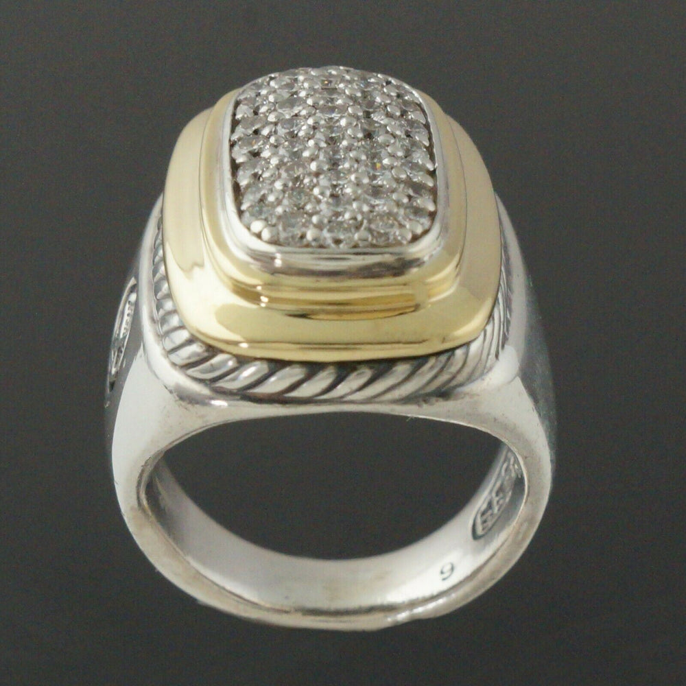 David Yurman Albion Sterling Silver, 18K Gold & 1.0 CTW Pave Diamond Estate Ring, Olde Towne Jewelers, Santa Rosa CA.