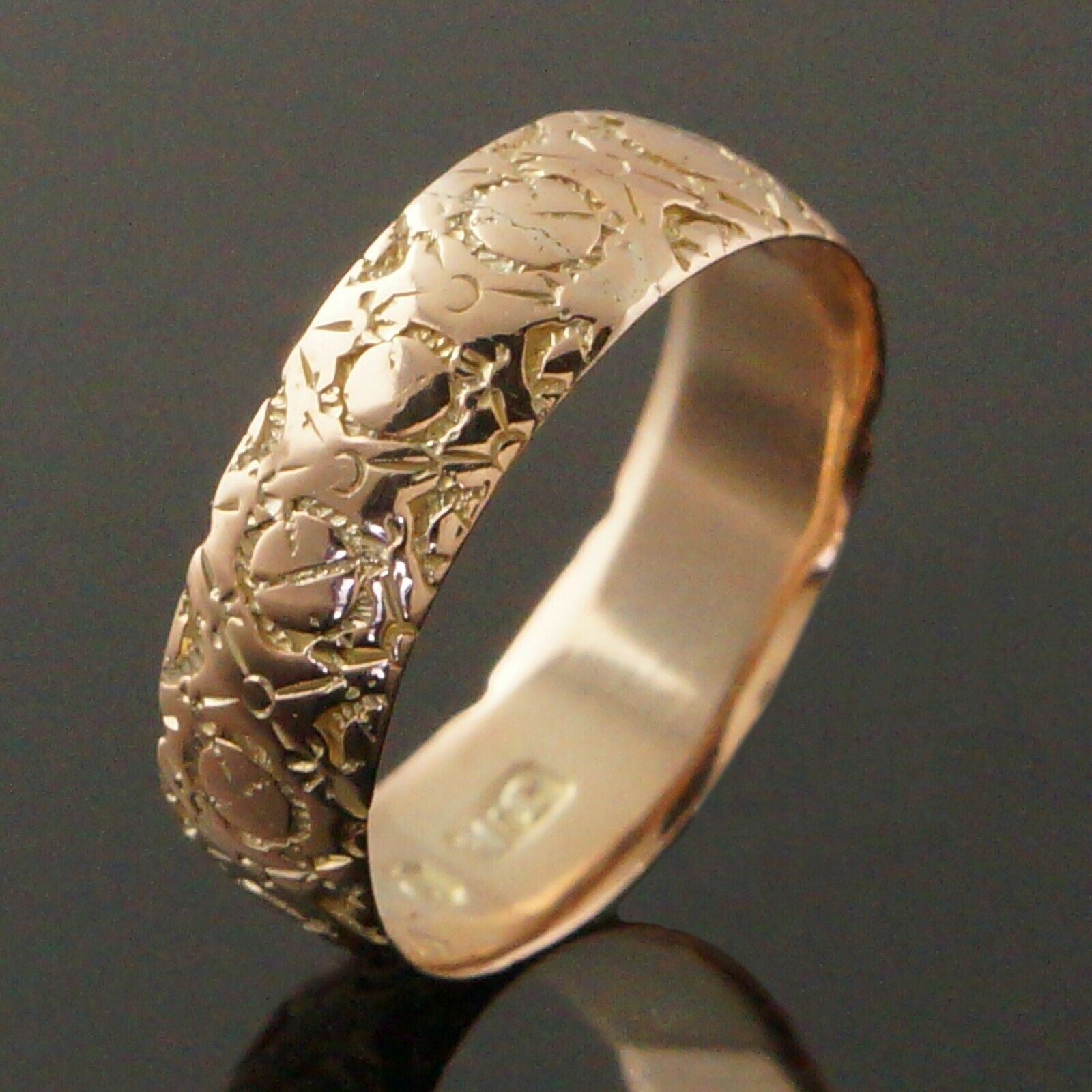 Antique James Allen Solid 9K Rose Gold, Engraved Wedding Band