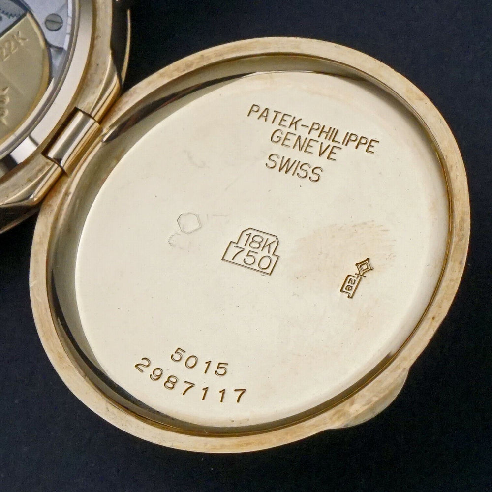 Patek Philippe 5015 Moonphase Power Reserve 18KYG Calatrava All Original with Certificate. Olde Towne Jewelers Santa Rosa CA.