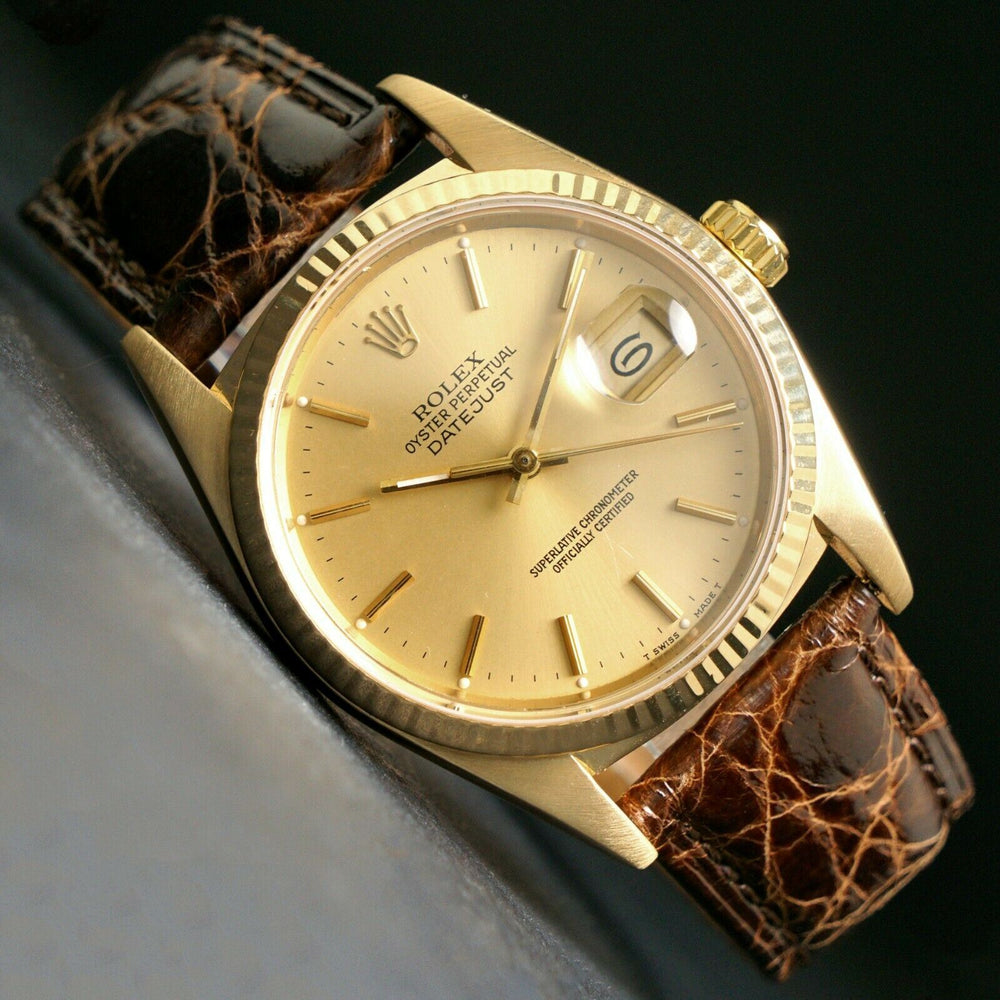 1986 Rolex 16018 Datejust Solid 18K Yellow Gold 36mm Watch, Outstanding Condition, Olde Towne Jewelers Santa Rosa Ca.