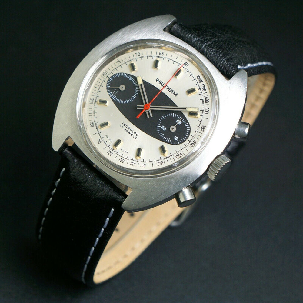 Waltham Surfboard Dial Chronograph, Box & Papers Serviced Excellent Condition
