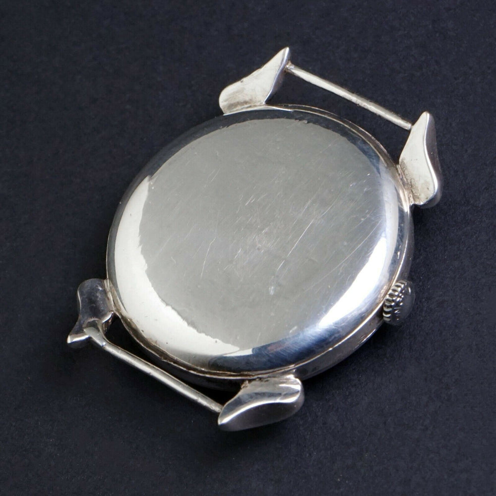 1928 Longines Sterling Silver Man's Dress Watch, Fancy Horn Lugs