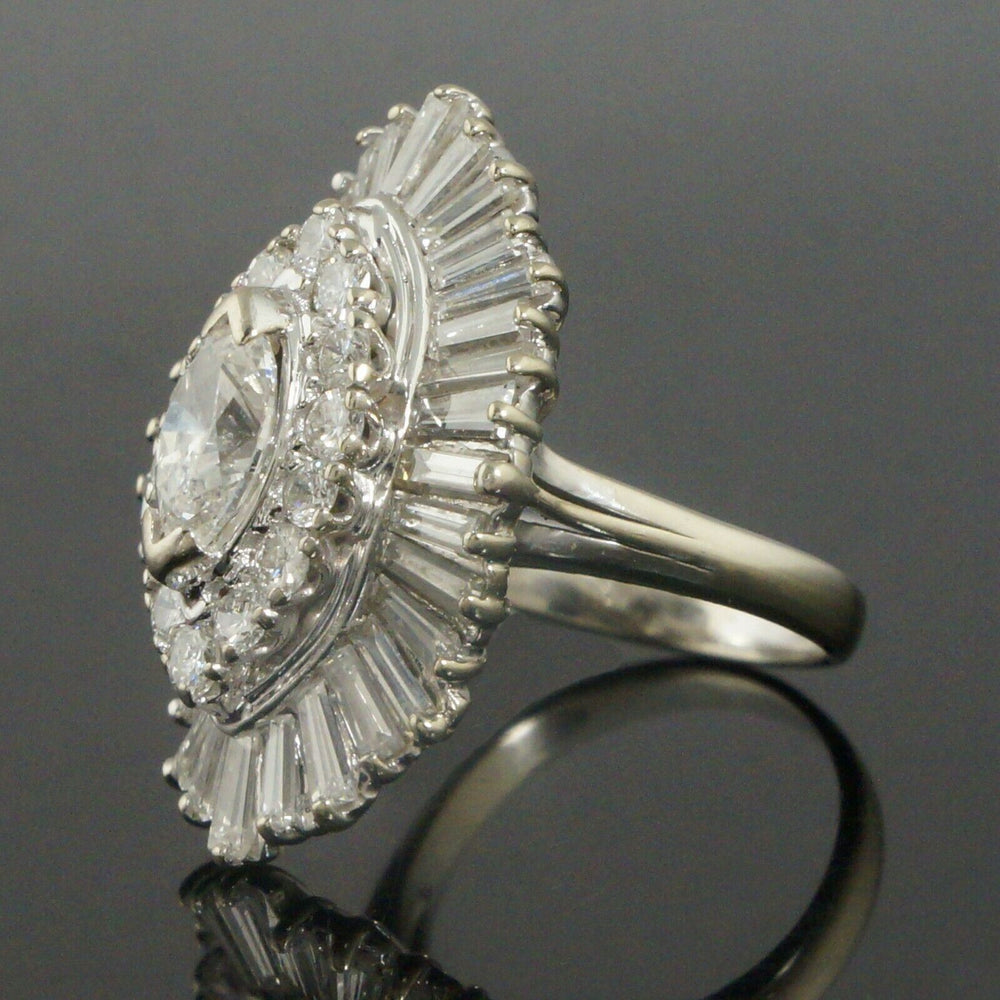 Solid 14K White Gold & 2.17 CTW Diamond Halo Estate Engagement Ring Wedding Band, Olde Towne Jewelers, Santa Rosa CA.