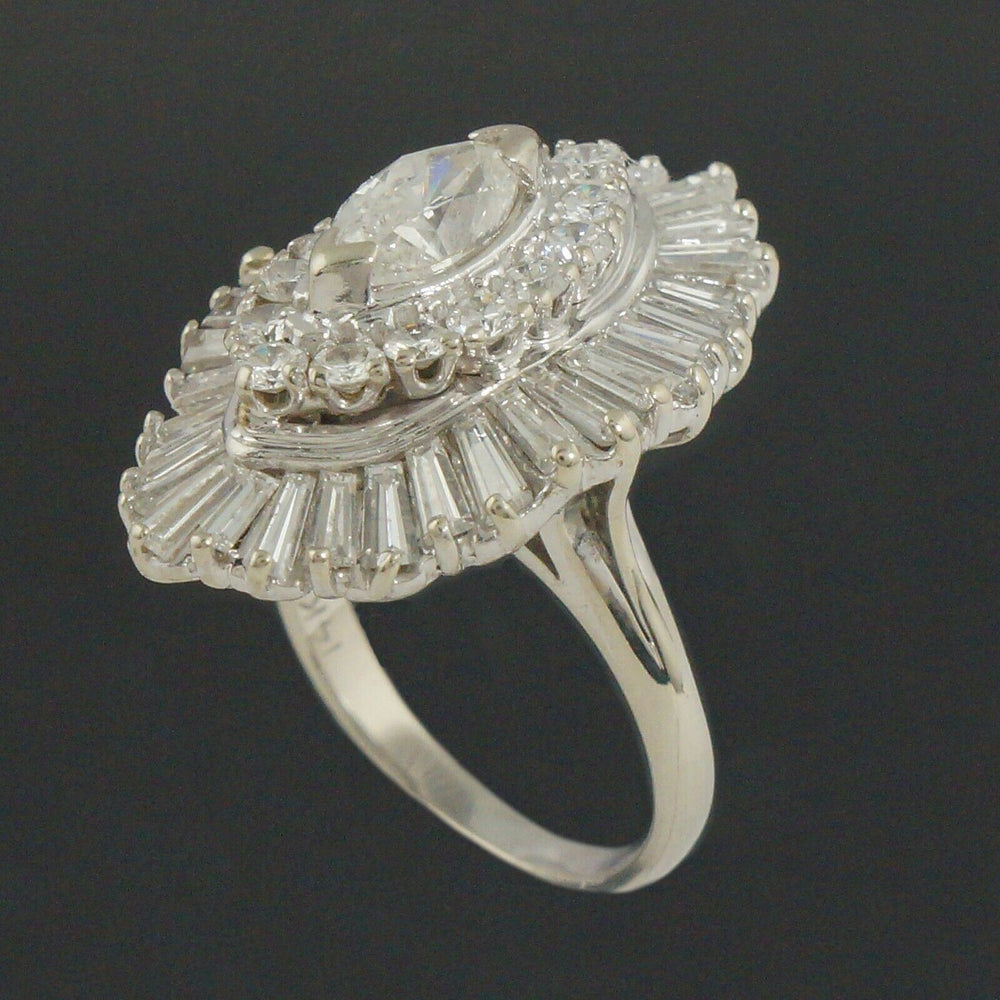Solid 14K White Gold & 2.17 CTW Diamond Halo Estate Engagement Ring Wedding Band, Olde Towne Jewelers, Santa Rosa CA.