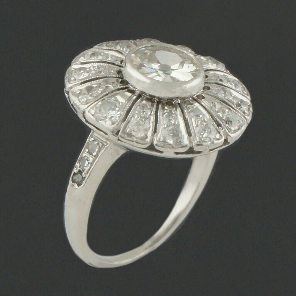Platinum Filigree & 1.46 CTW OMC Diamond Estate Engagement Ring, Wedding Band, Olde Towne Jewelers, Santa Rosa CA.