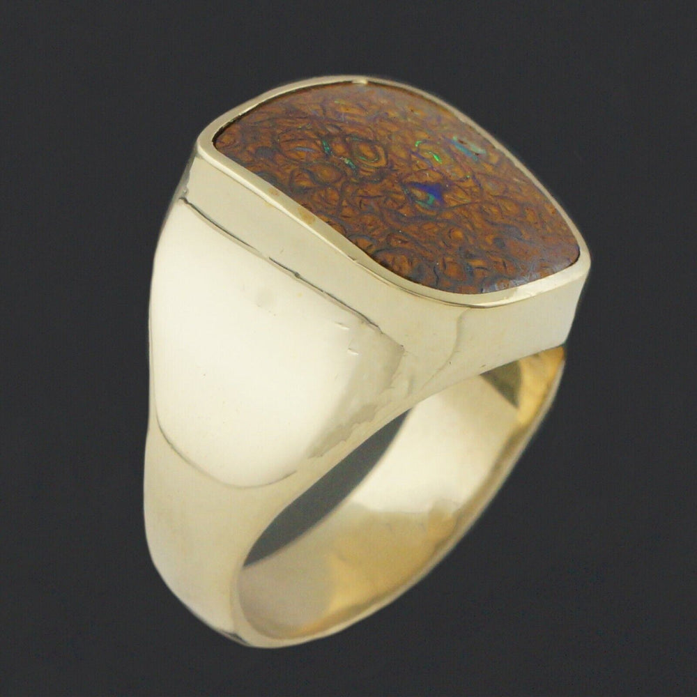Heavy Solid 18K Yellow Gold & Koroit Nut Opal Cabochon Gentleman's Estate Ring, Old Towne Jewelers, Santa Rosa CA.