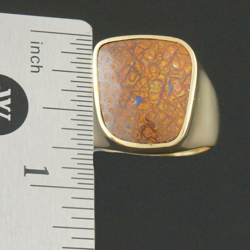 Heavy Solid 18K Yellow Gold & Koroit Nut Opal Cabochon Gentleman's Estate Ring, Old Towne Jewelers, Santa Rosa CA.
