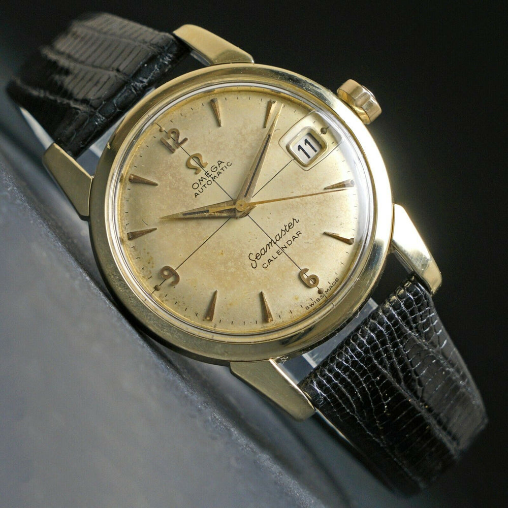 Rare 1954 Omega 2849 Seamaster Calendar Automatic Crosshairs Dial All Original