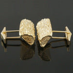 Heavy Solid 14K Yellow Gold, Detailed Wood Log Motif Estate Toggle Cufflinks, Olde Towne Jewelers, Santa Rosa CA.