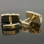 Heavy Solid 14K Yellow Gold, Detailed Wood Log Motif Estate Toggle Cufflinks, Olde Towne Jewelers, Santa Rosa CA.